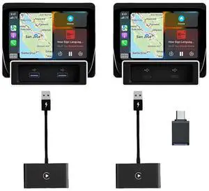 2 in 1 Wireless CarPlay Android Auto Adapter Wireless CarPlay Adapter Convert Wired To Wireless CarPlay Dongle for Factory Wired