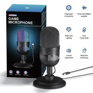 USB Condenser Microphone 192KHz/24Bit Computer Microphone PC Mic for Studio Recording Streaming Content Creation