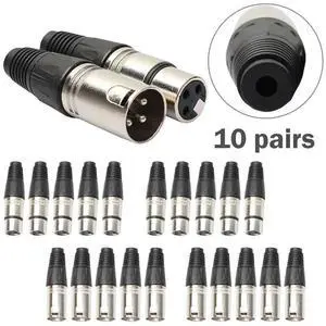 20pcs XLR Male Female Plugs Pure Copper Gold-Plated Feet 3-Pins XLR Connector Welding Head Caron Cable Supplies 20pcs XLR Male Female Plugs Pure Copper Gold-Plated Feet 3-Pins XLR Connector Welding Head Caron Cable Supplies