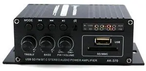 AK-370 Bluetooth-compatible Amplifier 20W+20W Home Theater Amplifier Mini HIFI Auto Music Subwoofer Speaker Stereo USB OTG Input
