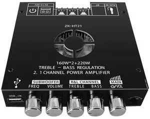 ZK-HT21 Amplifier Board Module with Subwoofer TDA7498E Stereo Power Amplifier Module DC15-36V AUX/USB Input Bluetooth-Compatible