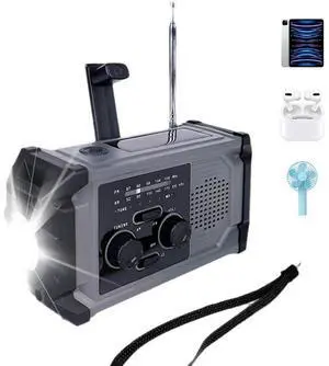 Emergency Hand Crank Radio Solar Powered Radio with LED Flashlight SOS Alarm Portable Radio for Indoor Outdoor Emergencies