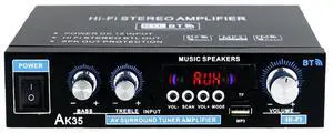 Bluetooth-Compatible 12V/110-240V Wireless Power Amplifier with Remote Control Stereo Audio Amplifier for Home Theater Speaker