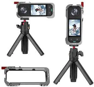 Camera Cage with Lens Guard Quick Release Action Camera Frame Cold Shoe Mount Expansion Bracket for X5 Action Camera