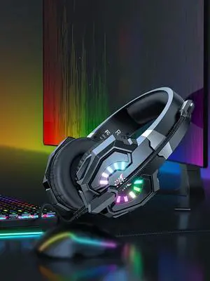 Wired Gaming Headset with Mic & RGB Gamer Headset Noise Cancelling Stereo Gaming Headphones for XBox One PC Laptop Tablet