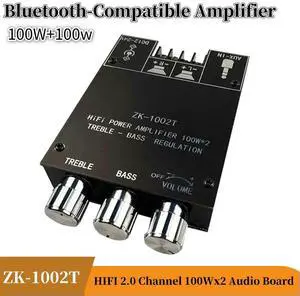 ZK-1002T Bluetooth-Compatible Amplifier HIFI 2.0 Channel 100Wx2 Audio Module Kit Adjustment Subwoofer Amplifier Board Channel