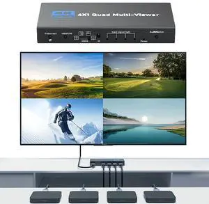 4K HDMI-Compatible Switcher 4 in 1 Out Quad Multi Viewer HDMI-Compatible Multi-viewer for 4/PC/DVD/Security Camera