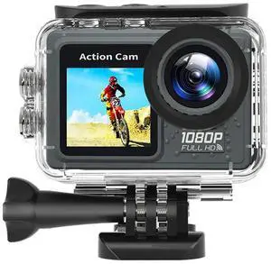 Dual Screen Camera 30m Waterproof Exercise Video Recorder 120° Wide Angle Underwater Camera with Accessories