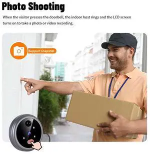 Digital Door Viewer Doorbell PIR Motion Detector Peephole Doorbell Night Vision 90° Wide Angle for Home Security System