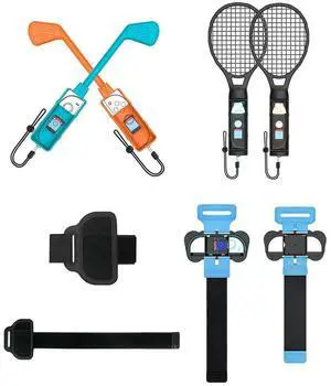10PCS Sports Accessories Bundle for Nintendo for Switch 2 Joy-Con Tennis Racket Golf Club Armband Leg Strap Game Controller Grip