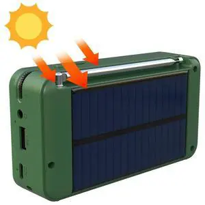 FM Radio Bluetooth-Compatible Solar Powered/Rechargable Loudspeaker Supports U Disk TF Card MP3 Play Emergency Radio Receiver
