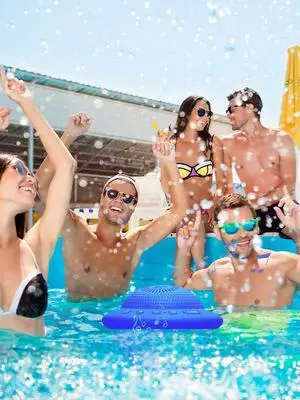 Floating Pool Speaker Bluetooth-Compatible Speakers with Colorful LED Lights UFO Shaped Pool Speaker Stereo Sound for Pool Party