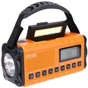 10000mAh Emergency Hand Crank Radio Solar AM FM NOAA Weather Radio 4 Ways Powered Flashlight Headphone Jack for Outdoor Survival