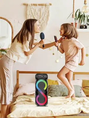Bluetooth-Compatible Speaker Karaoke Speaker with RGB Light Outdoor Speaker Remote Control High Volume for Home Travel