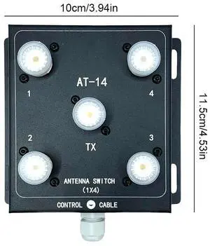 4-Way Coax Remote Antenna Switch Antenna Signal Switch 1.8-60MHz Antenna Splitter Switch RF Antenna Switch for Radio Stations