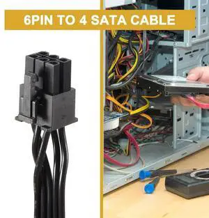 Pcie 6Pin Male To 4 SATA Power Supply Cable For Seasonic Focus+/ MK3/ FX/ P Series 850PX 750PX 650PX 550PX PSU