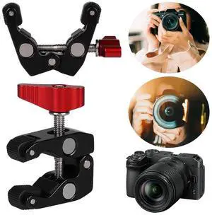 l Super Clamp with 1/4in and 3/8in Thread Clip Articulated Arm Crab Claw Super Clip Holder for DSLR Cameras Light Stand