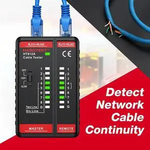 HABOTEST HT812A Network Cable Tester ,Cable Telephone Line Continuity Test For CAT5/CAT5E/CAT6/CAT6A, UTP/STP Network Test T