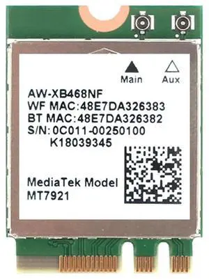 1 Piece MT7921 6 2.4G 5G Gigabit Network Card Desktop Computer Laptop Built-In Wireless Network Card Green
