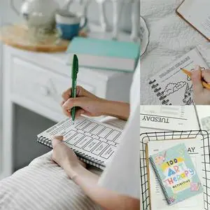 Notebook Art Drawing Patterns Watercolour Pencil Art Plan Table 100 Therapeutic Activities Art & Emotions Guidebook