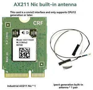 AX211NGW 6E Card+2xAntenna 2.4G&5G&6G M.2 CNVio Bluetooth 5.3 802.11AX Support Win10 Win11 LINUX Wireless Card