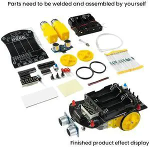 Car DIY Electronic Kit 51 MCU Ultrasonic Obstacle Avoidance Car Automatic Ranging Robot Programming DIY Kit