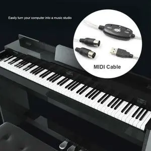 USB IN-OUT MIDI Adapter Cable Set Converter Cord Lightweight Portable PC to Music Electronic Keyboard Music Elements