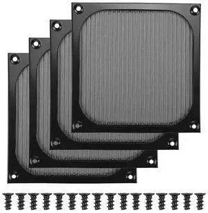 140Mm Desktop Computer Case Fan Dust Filter Grills Dustproof Case Cover With Screws, Aluminum Frame Mesh, 4 Pack