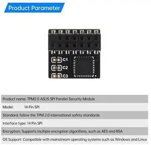 TPM 2.0 SPI Parallel Encryption Safety Module 14 Pin SPI Remote Card Board Encryption Security Board For TPM 2.0 SPI Parallel Encryption Safety Module 14 Pin SPI Remote Card Board Encryption Security Board For