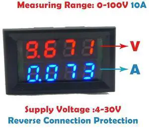 0.28inch 4 Digits Digital Voltmeter Ammeter 2 Wires DC 0-100V LED Voltage Current Meter