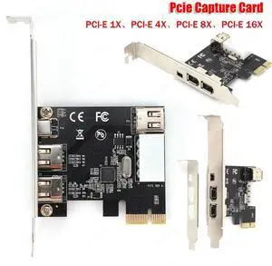 PCI-E 1X to 16X 1394 DV Video Capture Card with 6 Pin to 4 Pin Firewire Adapter 3 Ports Free Driver Desktop Computer Accessory