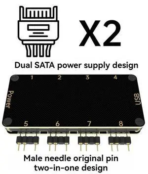Signalrgb Openrgb Universal 8Port 5V 3PIN ARGB Asynchronous Controller HUB For Computer PC Case Cooling Fans Light Strip