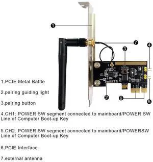 Wireless Switch Relay Module Mini PCI-E Desktop Switch Card Restart Switch Turn On/OFF PC Remote Control