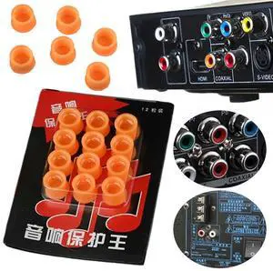 12 Pcs RCA Female Jack Cover Plastic RCA Female Protective Cover Dust Protector for DVD Amplifier AV RV Receiver
