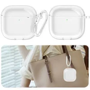 Transparent Protective Case Cover with Carabiner TPU Protective Cover Skin Anti-fall Transparent Case for Airpods 4 (2024)