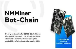 NM-Bot-Chain NMMiner Lucky BTC Solo Lottery Miner 120KH/S Higher Nerdminer V2 ESP32S3 Chain One By One Low Power 1Pcs