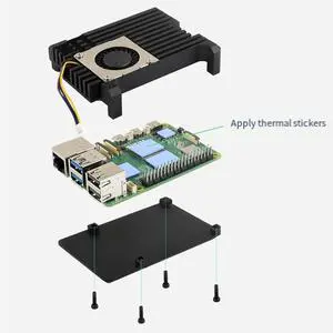 For Raspberry Pi 5 Aluminum Alloy Case Set Kit With Single Fan Protective Case Set Kit For Raspberry Pi 5 Cooling