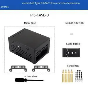 For Raspberry Pi5/5B Industrial Grade Large Space Case D For Active Cooler Pcle/Poe HAT Expansion Board