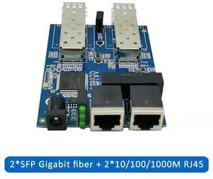 Gigabit Ethernet Fiber Switch 2RJ45 UTP 2SFP Fiber Gigabit Fiber Optical Media Converter 2SC 2RJ45 Ethernet 10/100/1000M