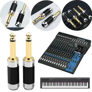 1/4inch Audio Plug 6.35mm Mono Male Jack Solder Connector Amplifier Microphone Jack Plug for Speaker/Guitar/Microphone Cables