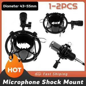 Microphone Shock Mount Improve Recording Anti-Vibration Mic Holder Mic Clip Shock Holder for 43mm-55mm Diameter Mic