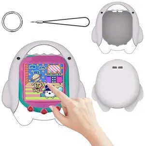 Silicone Case Anti-drop Protective Case with Lanyard Shockproof Cartoon Shark Shape for Tamagotchi Uni 2023 Virtual Pet Machine