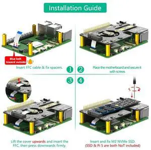 3 In 1 Combo M.2 Nvme To Pcie Adapter With Cooler Fan And Automatic Discoloration LED For Raspberry Pi 5 Easy To Use 3 In 1 Combo M.2 Nvme To Pcie Adapter With Cooler Fan And Automatic Discoloration LED For Raspberry Pi 5 Easy To Use