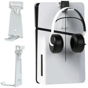Wall Mount Controller & Headset Holder Space Saving Headphone Hanger Gamepad Controller Hook for PS5 Slim/PS5 Console