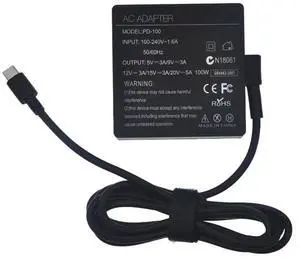 20V 5A 100W Universal USB Type C Laptop Power Adapter Charger for Laptop Power Supply