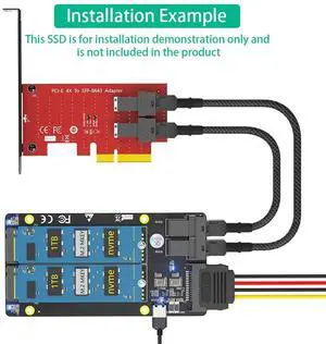 Version Dual M.2 NVME SSD To Dual SFF-8643 Adapter