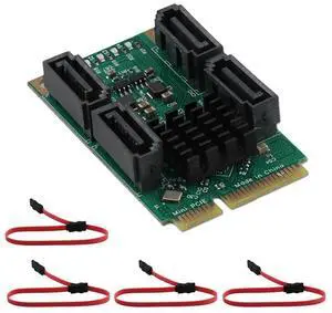 Expansion Adapter PCIE To SATA Expansion Card Full Height MPCI-E To Quad SATA HDD Interface Adapter Card For