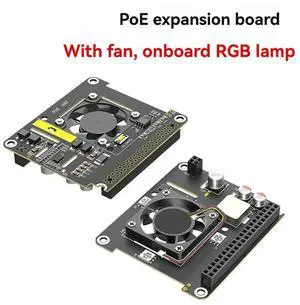 For Raspberry Pi 5 POE Ethernet Power Supply Module 802.3Af/At With Cooling Fan RGB Light