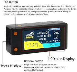 Nerdminer V2 78KH/S BTC Solo Lottery Miner With LCD Display Bitcoin BTC Crypto Miner ASIC Mining Miner Silent Miner