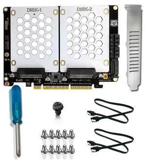 U.2 Dual-Disk Adapter Card Dual-Disk SFF8639 U.2 NVME and SATA 2.5-Inch Hard Drive to PCIE4.0 Split Card